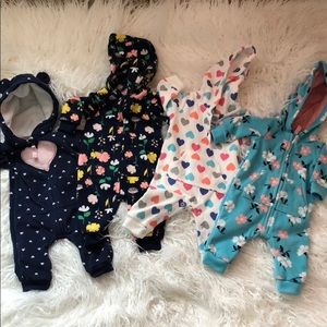 Baby girl fleece hoody onsie